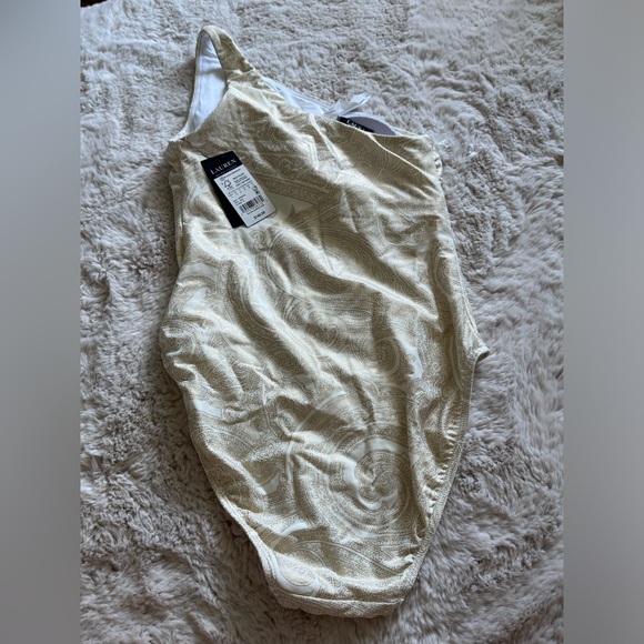 Lauren. White and gold one piece swimsuit.  Womens 8. NWT. - Picture 7 of 9